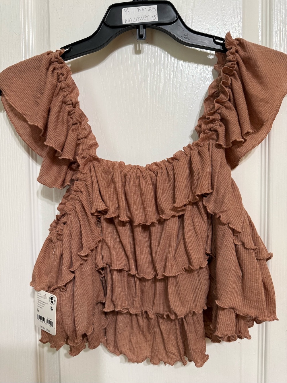 🆕 Free People | Rust Brown Ruffle Crop Top - Picture 2 of 7